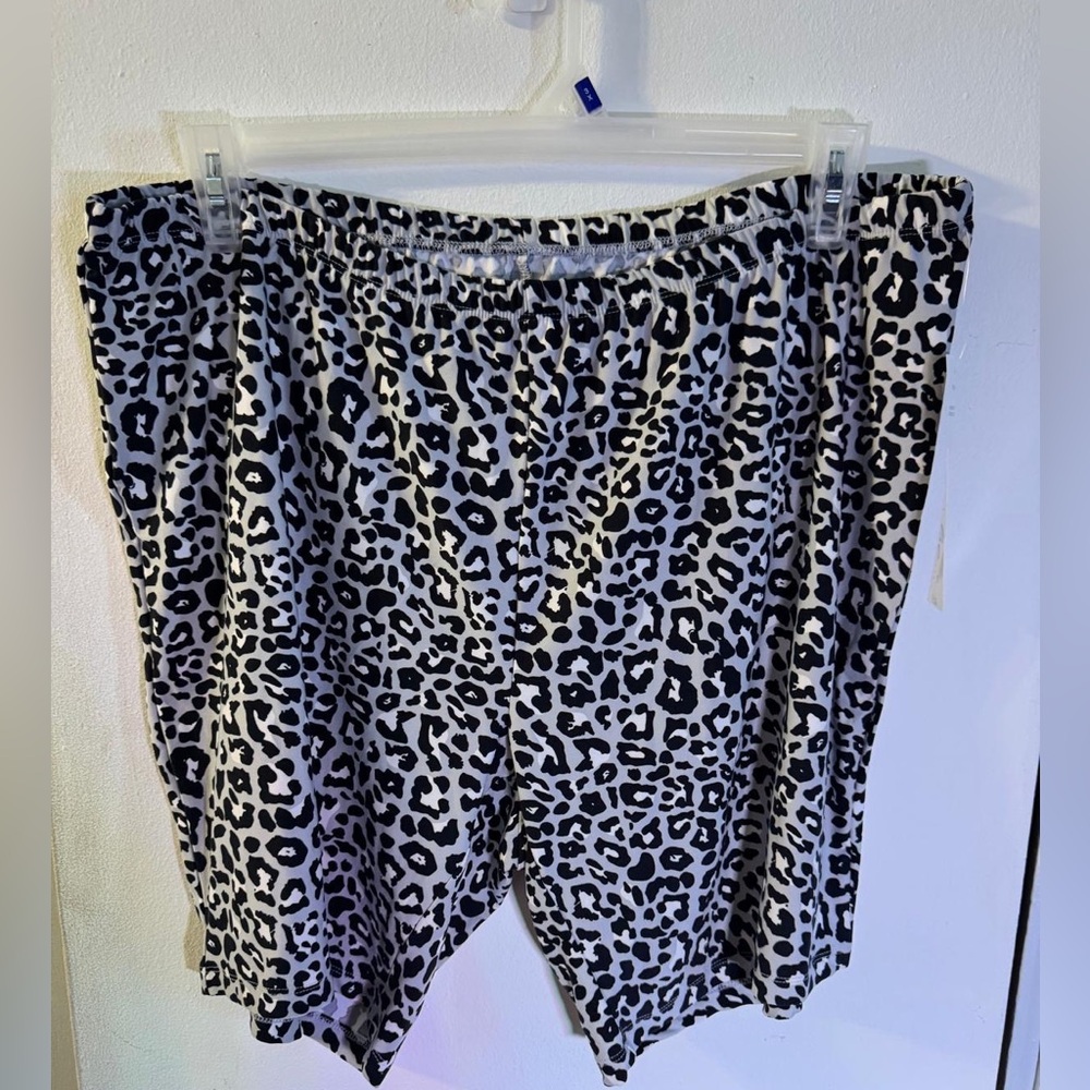 Pajama Shorts- Black and Grey Leopard Print